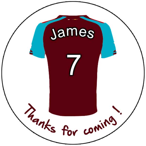 Personalised Stickers - Football Shirt Claret - Image 2