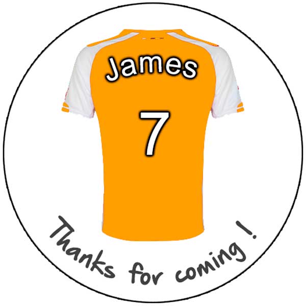 Personalised Stickers - Football Shirt Orange - Image 2