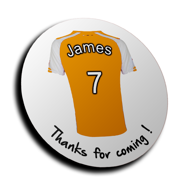 Personalised Stickers - Football Shirt Orange